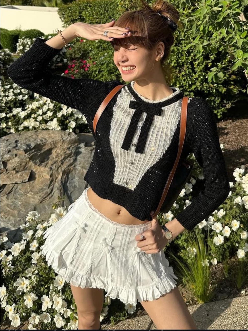 Nodress White Lace Trim Cotton Mini Skirt as seen on Lalisa Blackpink No Dress